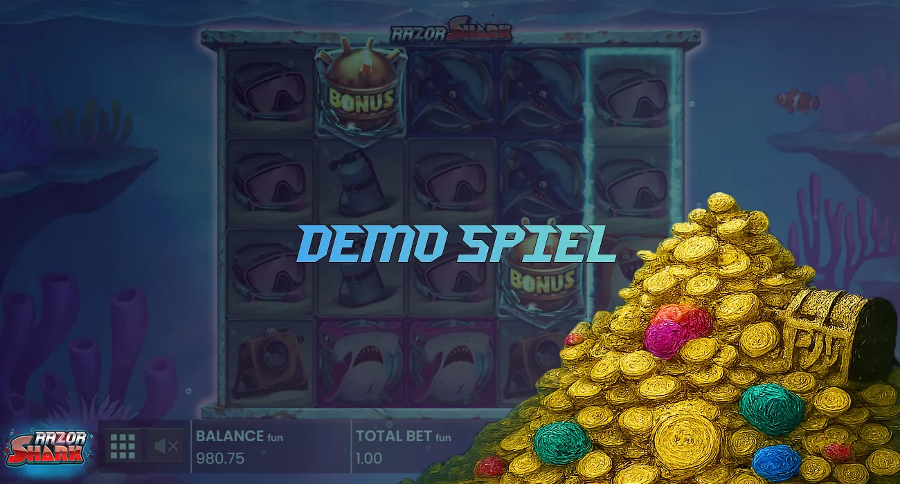 Versuchen Sie Ihr Glück und erkunden Sie das Spiel Razor Shark im Demomodus.